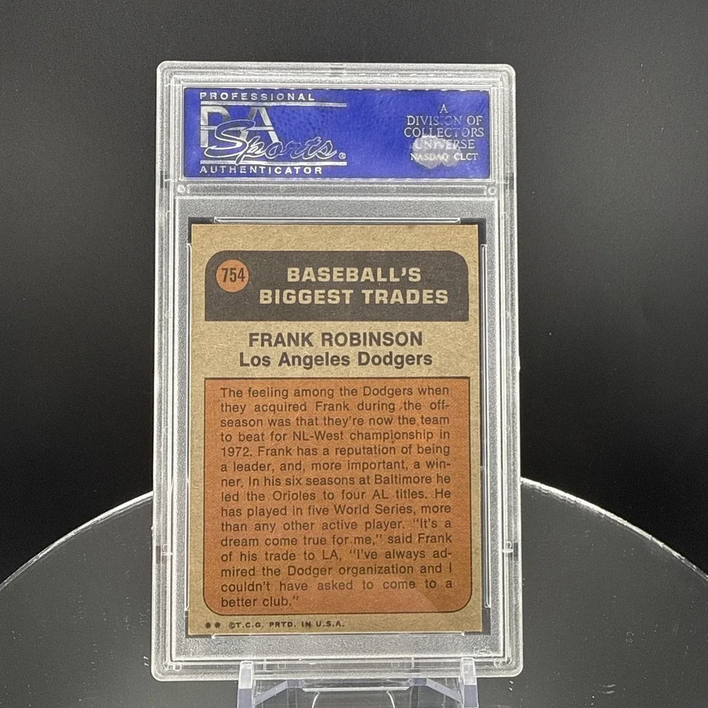 1972 Topps #754 Frank Robinson Traded PSA 6 Graded Baseball Card MLB Dodgers